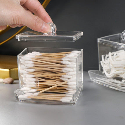 Cosmetic Cotton Swab Organizer MakeupBox Container Case Clear Acrylic Bud Holder