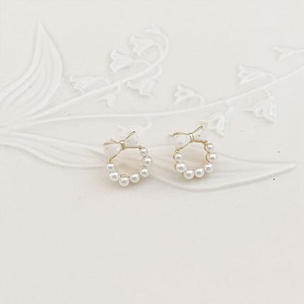 Chic Dainty Bow Earrings for Women Small Round Elegant Jewelry Fashion Gift