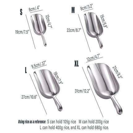 4 Sizes Aluminum Alloy Ice Shovel Flour Rice Scoop Multipurpose Kitchen Tool