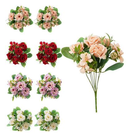 2Pcs Simulation Rose Bouquet Home Decoration Artificial Flower Arrangement Set