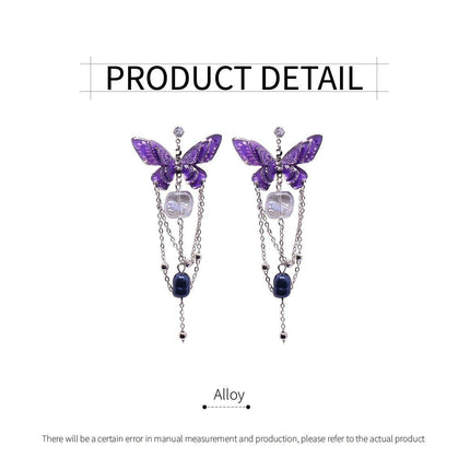 Luxury Crystal Butterfly Bow Earrings Elegant Fashion Niche Exquisite Jewelry