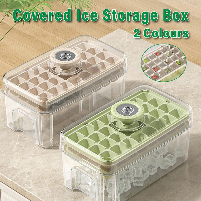Large Capacity Food Grade Ice Cube Mold with Lid Household Ice Storage Box