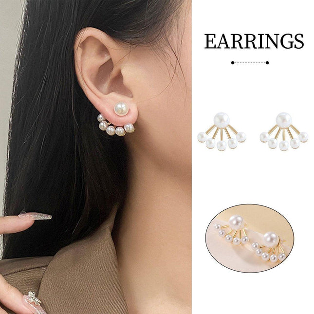 Premium Scalloped Pearl Stud Earrings Elegant Jewelry Women Fashion Accessories