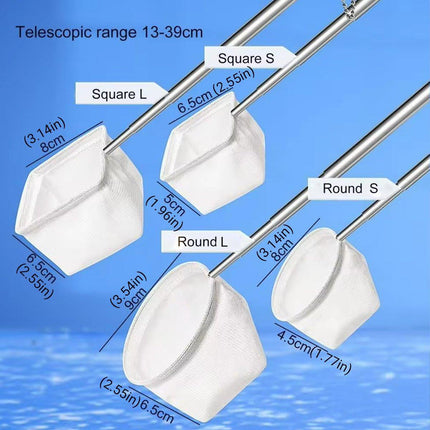 Retractable Fish Net for Fish Tank Pocket Fishing Net with Handle Aquarium Tools