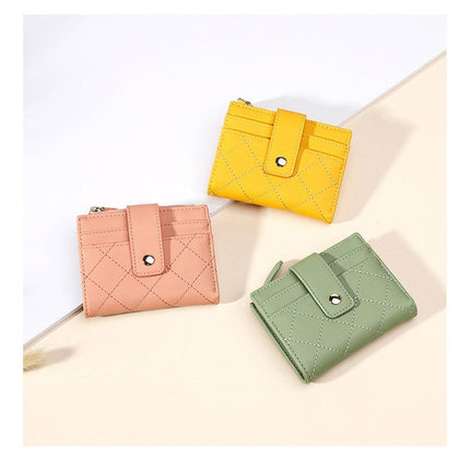 Stylish Women Short Wallet Multi-card Money Clip Zipper Two-Fold Purse Leather