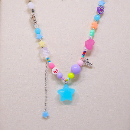 Colourful Love Pentagram Dopamine Necklace Fashion Jewellery Women Girls