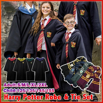 AU Harry Potter Gryffindor Ravenclaw Slytherin Robe Cloak Tie Costume Wand Scarf - Aimall
