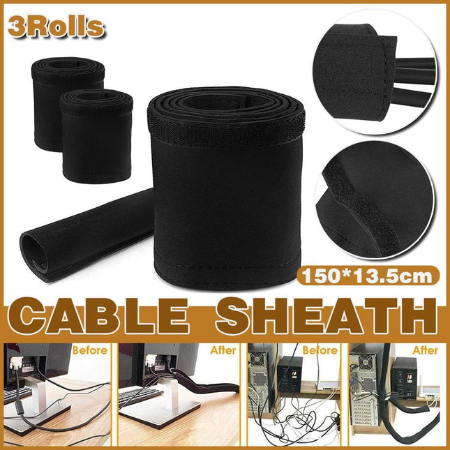 3 Rolls Cable Sleeves Wire Management Protection Sleeves Durable Finishing Cover