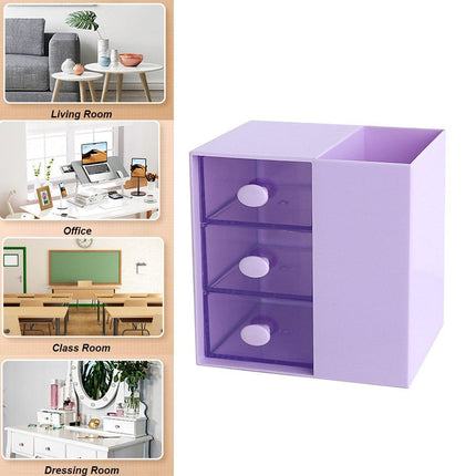 2IN1 Pumping Pen Container Storage Box Cosmetic Drawer Office Organizer Box