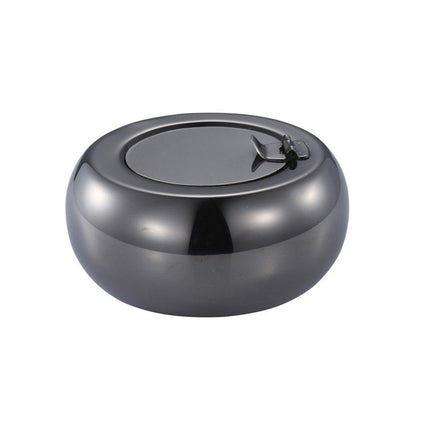 Stainless Steel Ashtray with Cover Smokeless Drum Design Windproof Ash Tray