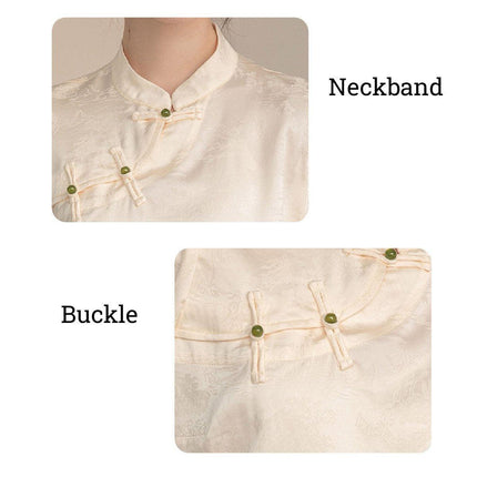 Women Satin Short Sleeve Blouse Chinese Button Top New Fashion Shirt Ladies
