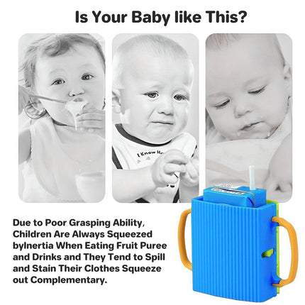 Adjustable Folding Juice Box Holder No-Squeeze Cup for Little Ones 2-Pack