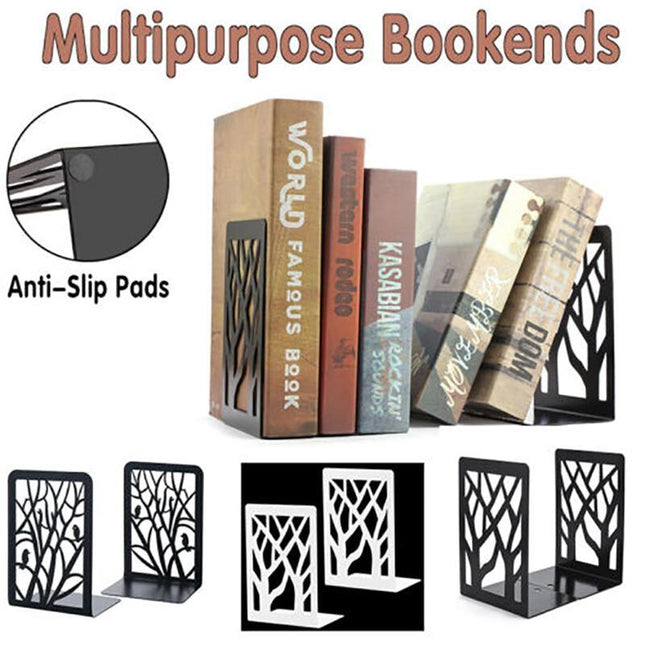1 Pair Heavy Duty Metal Bookends Decorative Book Ends Holder Stationery Supplies - Aimall