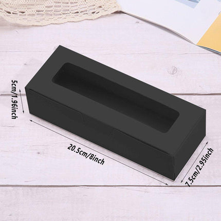 50PCS Kraft Paper Macaron Box Transparent Window Cookie Candy Packaging