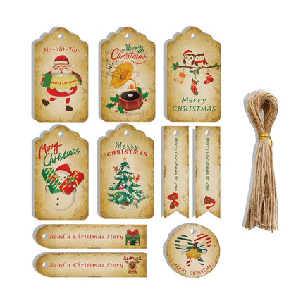 50PCS Christmas Kraft Paper Gift Tags Vintage Holiday Party Card Packaging Decor