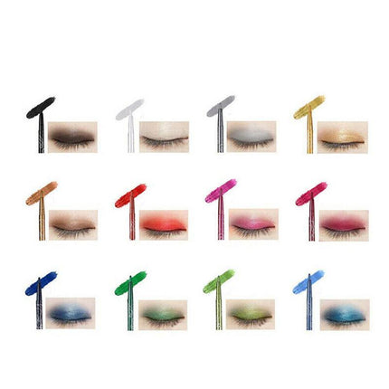 12 Colours Eyeliner Pencil Cosmetic Tool Makeup Pen Set Eye Shadow Glitter - Aimall