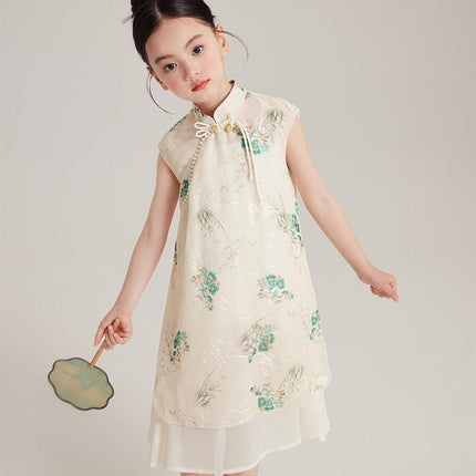 Summer Cheongsam Dress New Chinese Style Retro Girl Cheongsam Outfit