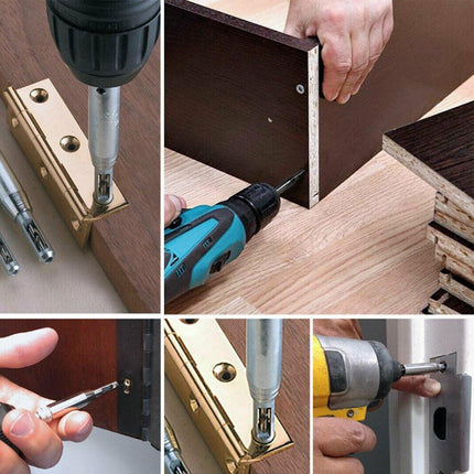 7-Piece Centre Drill Bits Set Self Centering Hinge Hole Drilling 1/4" Hex Shank - Aimall