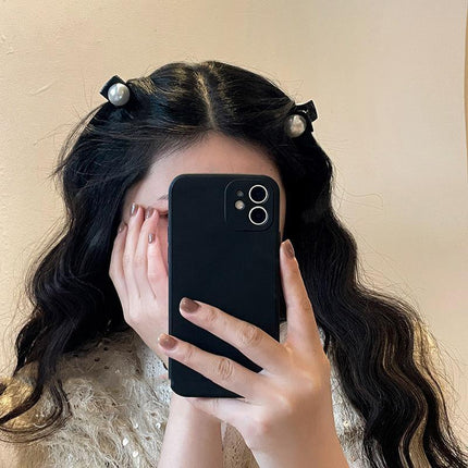 Mini Hair Claw Faux Pearl Hair Clip Hairpins For Women Girls Black Small Grab