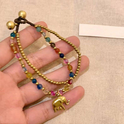 Handmade Ethnic Style Tibetan Bracelet Nepal Copper Bead Colourful Jewelry