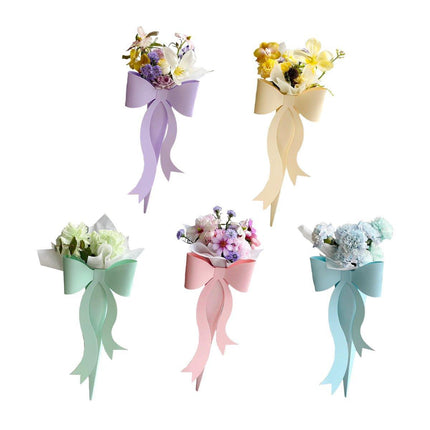 10pcs Fresh Flower Bouquet Packaging with Colourful Bows and Flower Gift Box