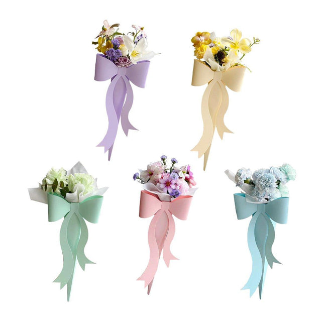 10pcs Fresh Flower Bouquet Packaging with Colourful Bows and Flower Gift Box