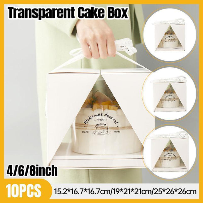 10x Clear Cake Box Set 4 6 8 Inch Durable Versatile Display Packaging Containers