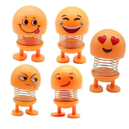 Emoji Car Expression Decoration Shaking Head Auto Cartoon Ornament Spring Swing - Aimall