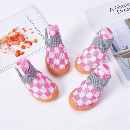 4pcs Breathable Mesh Dog Shoes Small Pets Puppy Paw Protection Summer Boots