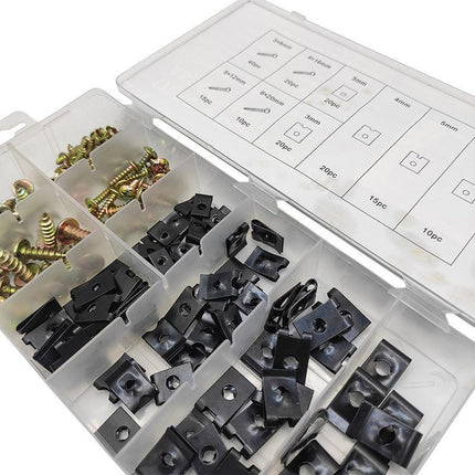 170X Universal Car U Clip Nut Screw Kit Vehicle Bumper Dash Door Panel Interior - Aimall