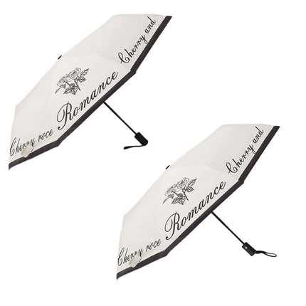 Vintage Rose UV Protection Automatic Manual Tri-fold Sun Rain Umbrella Sunshade