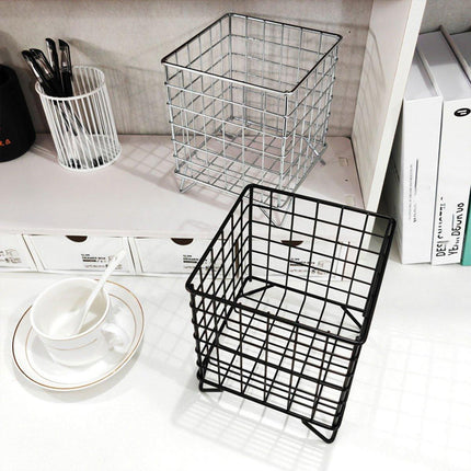 Large Wrought Iron Storage Basket Desktop Organizer Box for Dormitory Cosmetics