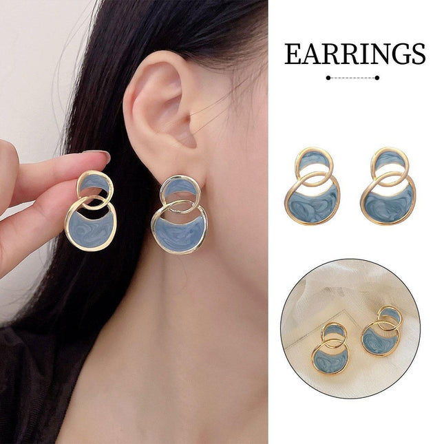 Vintage Haze Blue Earrings Women Elegant Dangle Drop Fashion Jewellery Gift