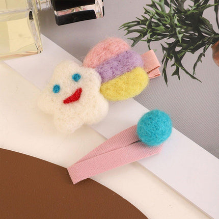 Cute Rainbow Moon Hairpin with Fabric Felt Ball Fashion Hair Accessories Gift