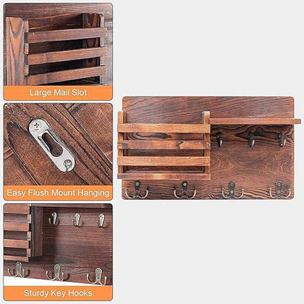 Wooden Wall Mounted Hanging Rack Holder Storage Shelf for Living Room Entrance