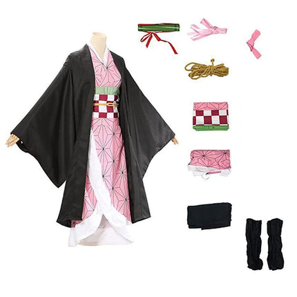 Anime Demon Slayer Kimetsu no Yaiba Kamado Nezuko Cosplay Costume Kimono Wig AU - Aimall