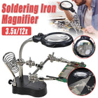 LED Magnifier Stand Holder Soldering Iron Tool Third Hand Helping Station