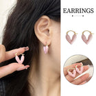 Romantic Pink Dripping Heart Dangle Earrings Women Girls Fashion Jewelry