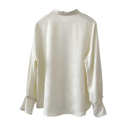 Elegant Retro Chinese Style Satin Top with Fringe and Disc Buckle Design for Women