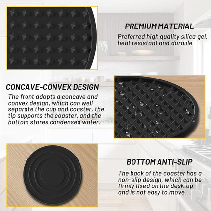 6pcs Silicone Coaster Non-slip Heat Resistant Table Mats Tea Cup Drink Holder
