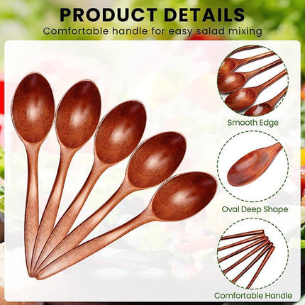 5PCS/lot Kitchen Wooden Spoon Bamboo Cooking Utensil Soup Teaspoon Tableware - Aimall