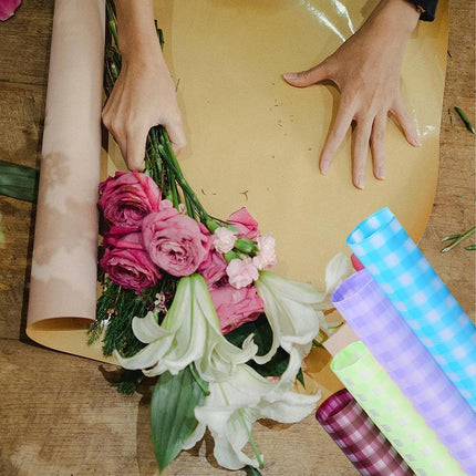 100PCS DIY Florist Wrapping Paper Fog Paper Plaid Rose Bouquet Tools 58x58cm