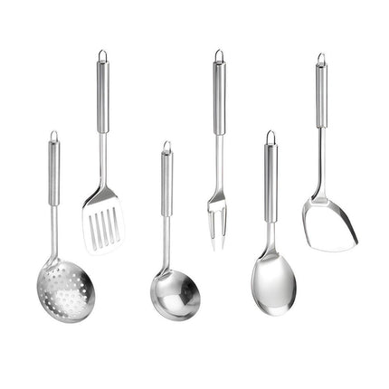6PCS Stainless Steel Kitchen Utensil Set with Frying Spatula Colander and Spoon