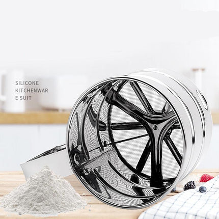 Mesh Flour Sifter Baking Icing Sieve Strainer Cup Sugar Shaker Mechanical Metal - Aimall