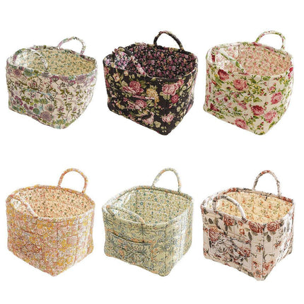 Portable Fabric Storage Basket Korean Pastoral Style Organizer for Home Sundries