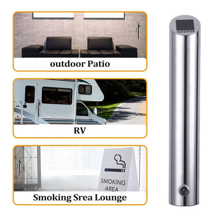 Wall Mounted Ashtray Stainless Steel 1.8L Floor Standing Vertical Trash Bin