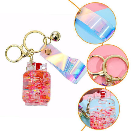 Quicksand Keychain Liquid Oil Keyring Bag Pendant Floating Peal Keyring - Aimall
