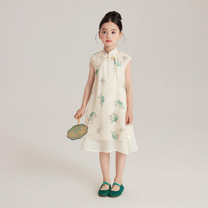 Summer Cheongsam Dress New Chinese Style Retro Girl Cheongsam Outfit