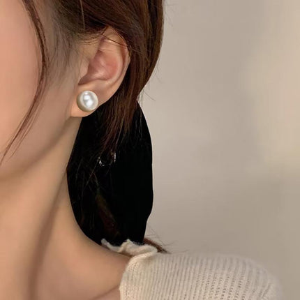 Delicate 925 Sterling Silver 8,10,12,14mm Natural Freshwater Pearl Stud Earrings - Aimall