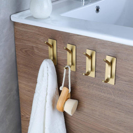 4pcs Stainless Steel Adhesive Hook Towel Hook Bathroom Kitchen Door Coat Hook